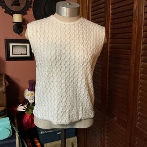 Vintage Tabby Sleeveless White Top